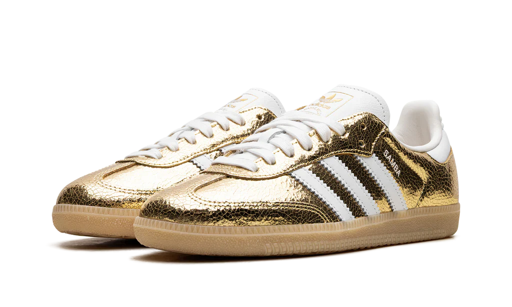 Adidas Samba OG Gold Metallic Cracked Leather (Women's) - Image 2