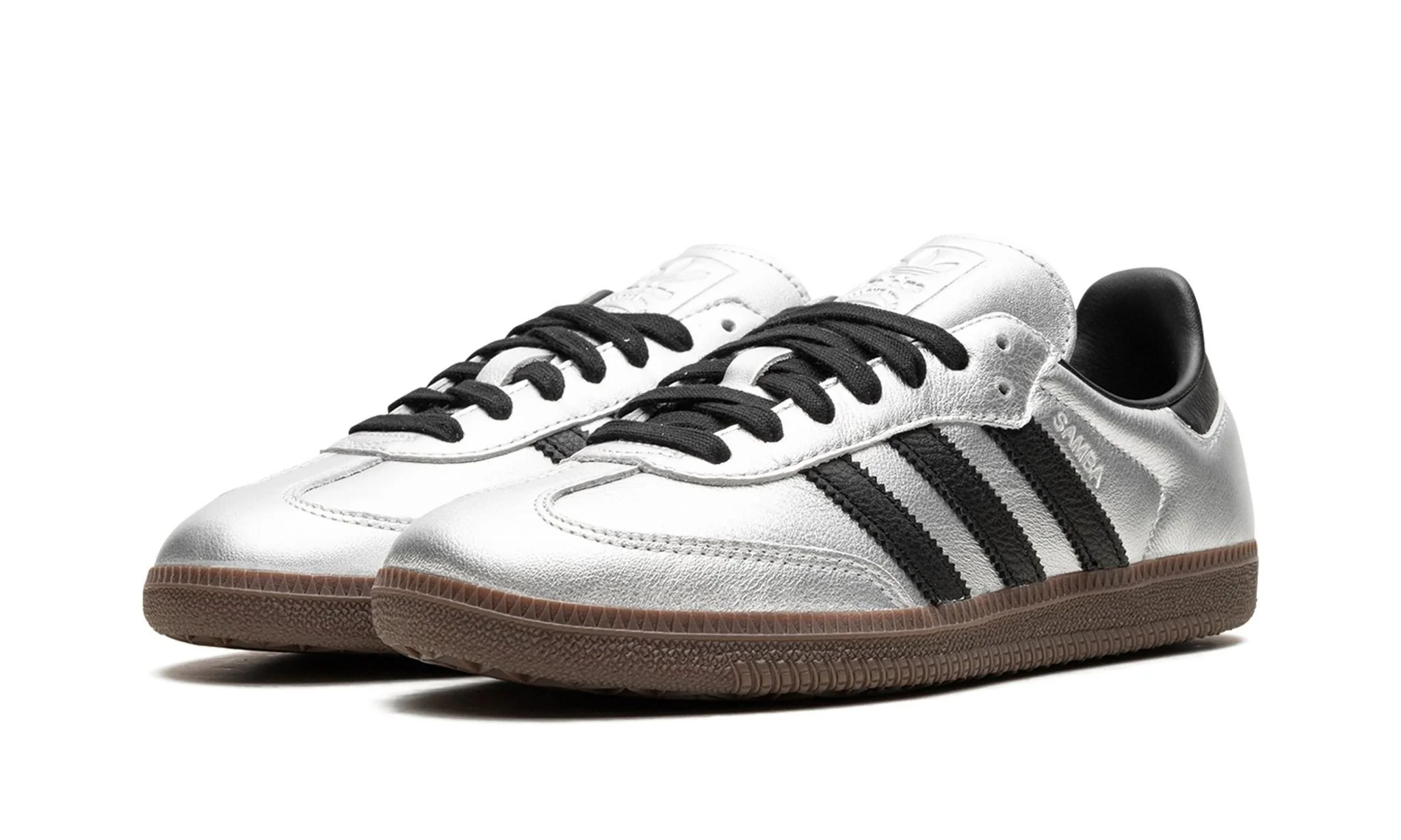 Adidas Samba OG Silver Metallic Black Gum (Women's) - Image 2