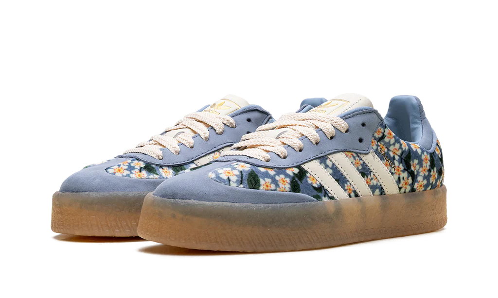 Adidas Sambae Liberty London Floral Embroidery Blue Cream White - Image 2