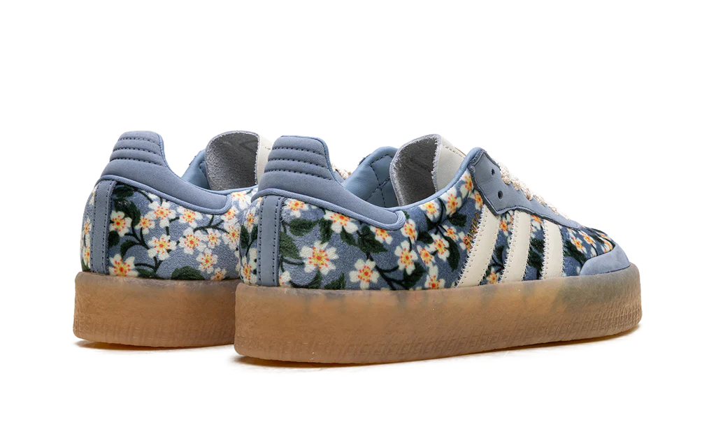 Adidas Sambae Liberty London Floral Embroidery Blue Cream White - Image 3