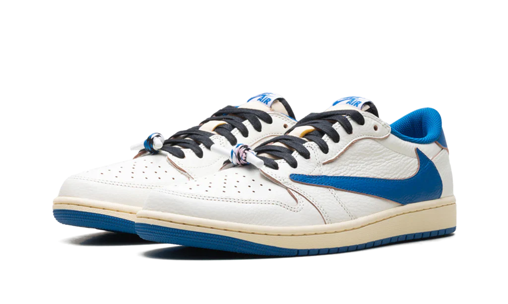 Air Jordan 1 Retro Low OG SP Fragment x Travis Scott Sail Military Blue - Image 2