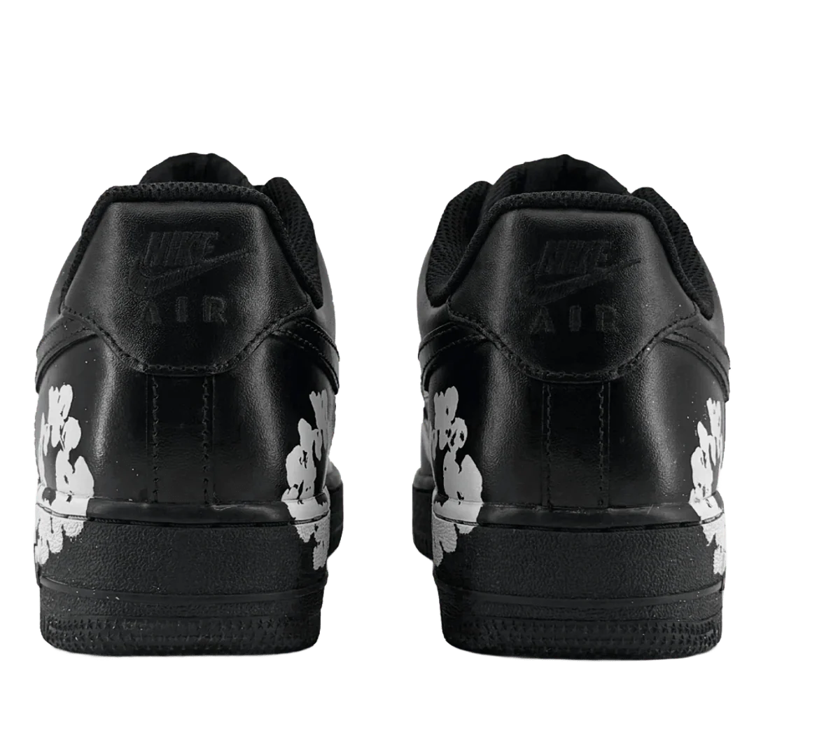 Customized sneakers Nike Air Force 1  Black Leather Flowers - Image 3