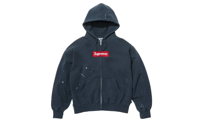 Supreme MM6 Maison Margiela Box Logo Zip Up Hooded Sweatshirt Navy