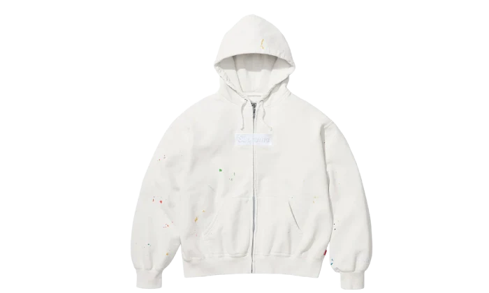 Supreme MM6 Maison Margiela Box Logo Zip Up Hooded Sweatshirt White