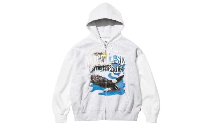 Supreme MM6 Maison Margiela Eagle Zip Up Hooded Sweatshirt White